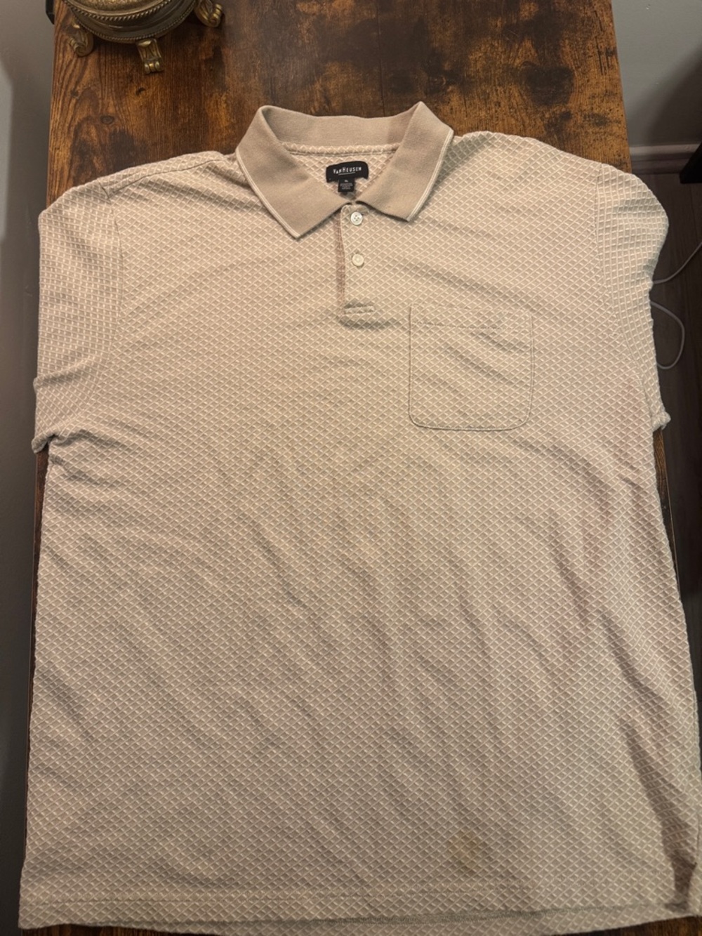 Van Heusen Beige Textured Polo Shirt with Chest Pocket